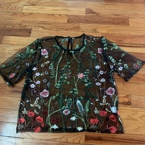 Embroidered mesh shirt